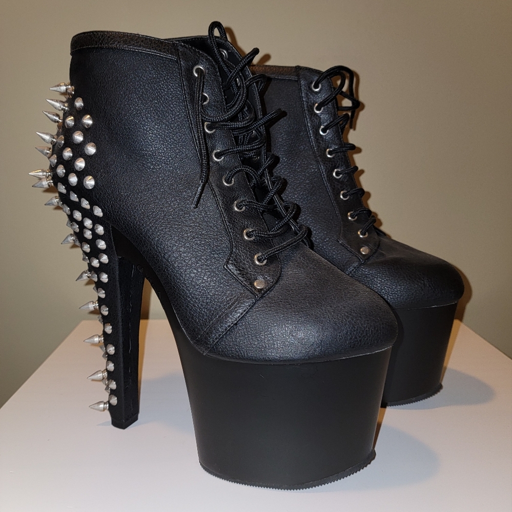 Pleaser Shoes - Fearless 700 Spiked Heel Ankle Boot Size 10